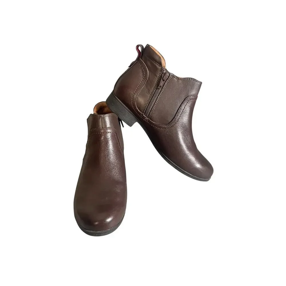Cobb Hill Women’s 7.5 Crosbie Gore Brown Leather Ankle Boots